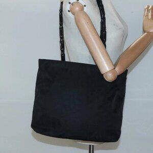 PRADA Chain Shoulder Bag Nylon Black Auth
